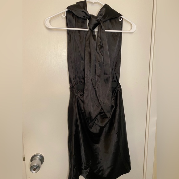 Satin Halter Tie Back Dress Mahina Black - Picture 12 of 15